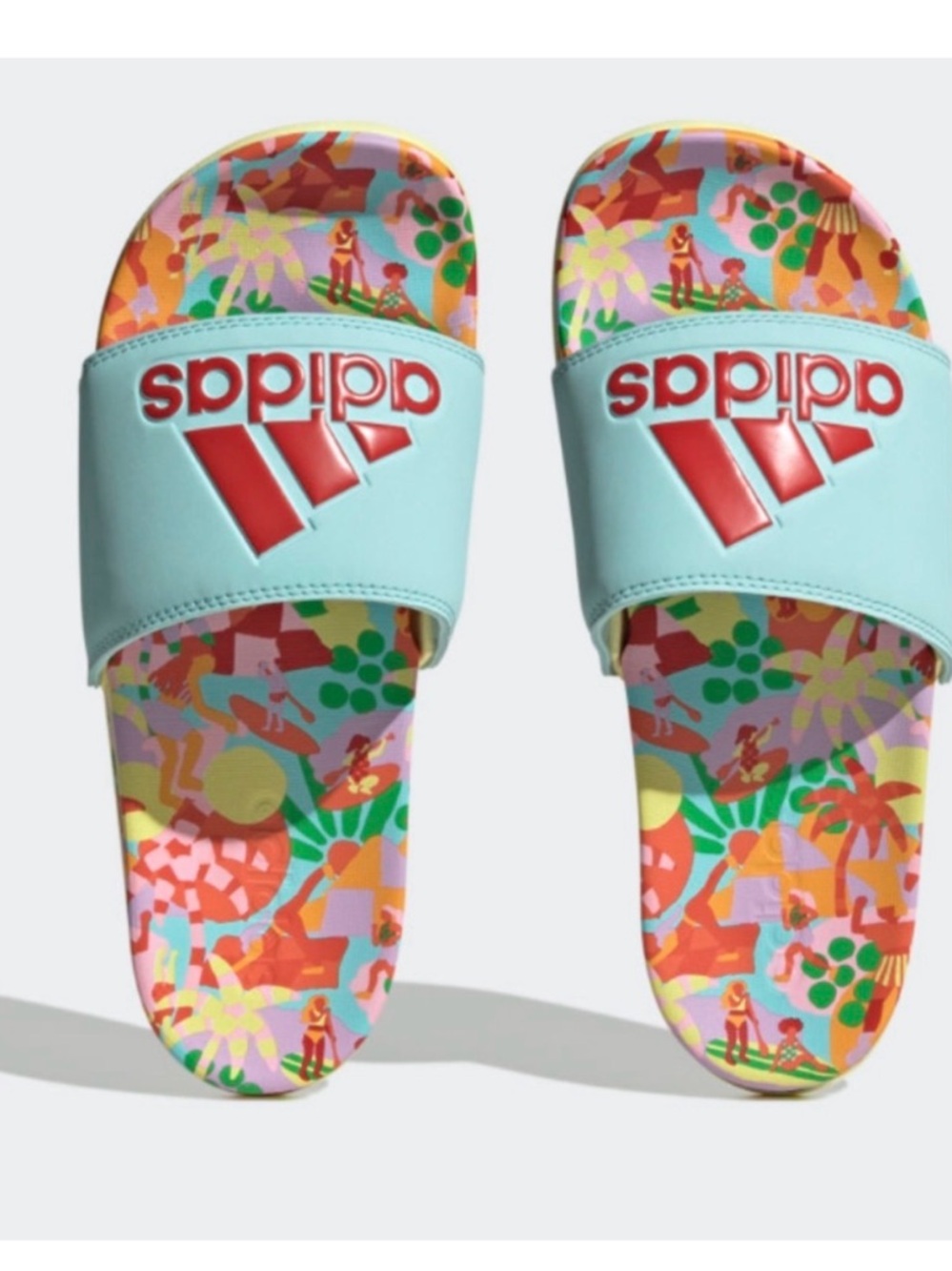 Adidas x FARM Rio Adilette Comfort Slides Tropical Print US 6